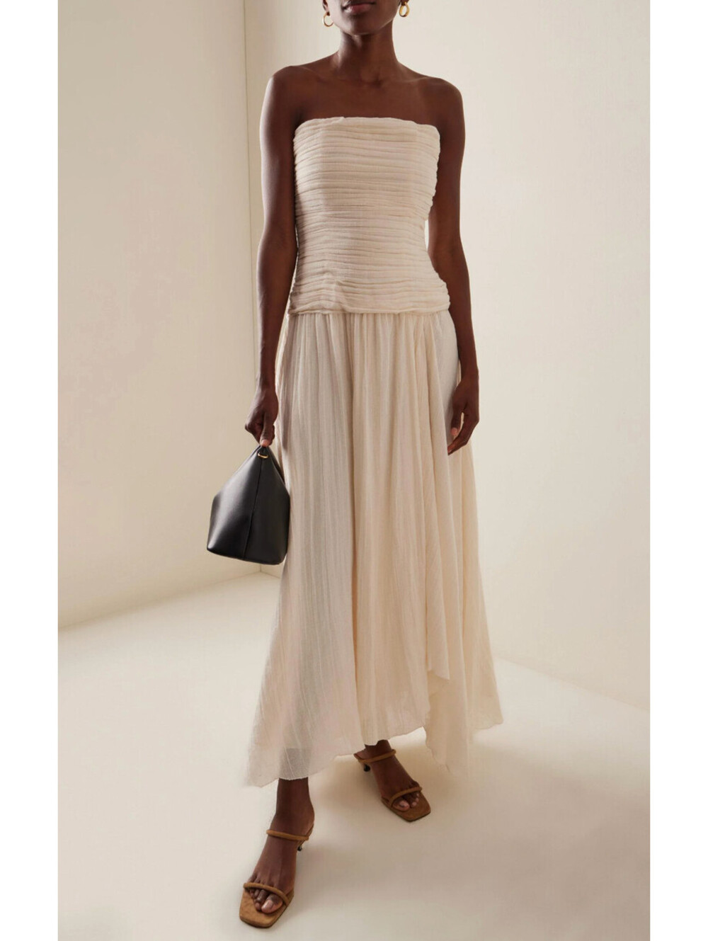 NWT Staud High Tide Asymmetrical Strapless Maxi Dress Ivory Gauze Sz 8/Medium - Picture 7 of 9